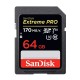 memory card SDXC SanDisk Extreme PRO 64 Go jusqu'à 170 Mo/s, Classe 10, U3, V3